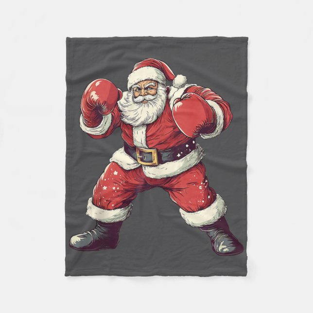Santa Boxing Lover Funny Mixed Martial Arts Muay T Fleecedecke (Vorderseite)