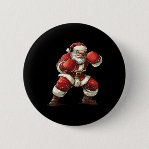 Santa Boxing Xmas Mixed Martial Arts Muay Thai Lov Button