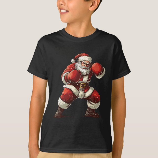 Santa Boxing Xmas Mixed Martial Arts Muay Thai Lov T-Shirt (Vorderseite)