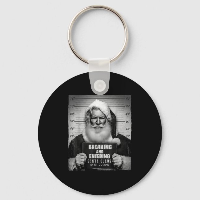 Santa Breaking Entering Mugshot Funny Christmas Ho Schlüsselanhänger (Vorderseite)