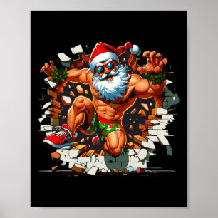 Santa bricht durch die Wand Xmas im Juli Jungen Hä Poster