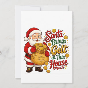 Santa bringt Gelt in dieses Haus Christmukka Jude Einladung