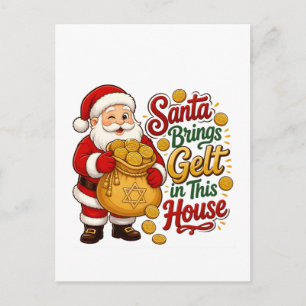 Santa bringt Gelt in dieses Haus Christmukka Jude Feiertagspostkarte