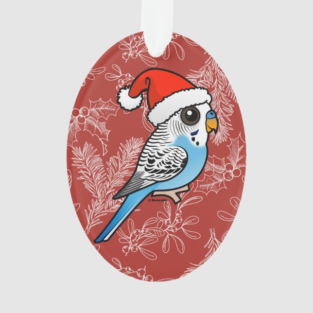 Santa Budgie Blue Ornament (Rückseite)