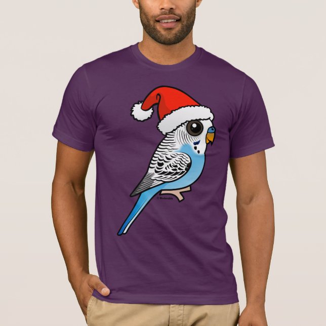 Santa Budgie Blue T-Shirt (Vorderseite)