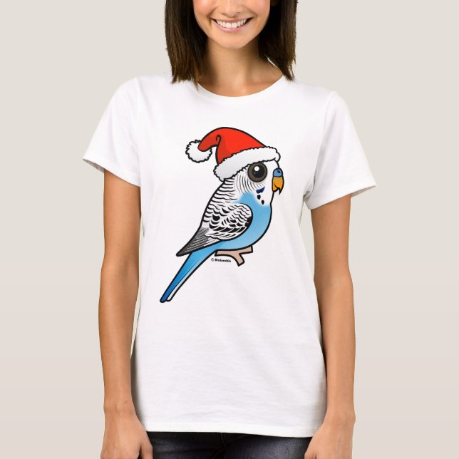 Santa Budgie Blue T-Shirt (Vorderseite)