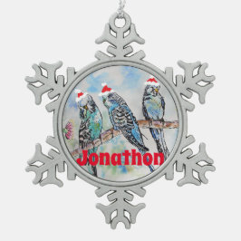 Santa Budgie Parrot Budgies Boys Name Ornament