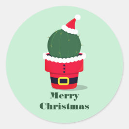 Santa Cactus Holiday Weihnachten Runder Aufkleber