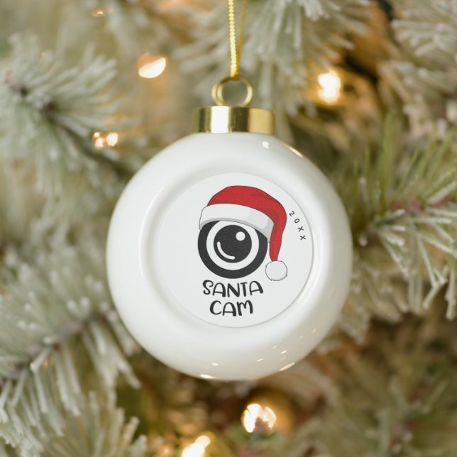 Santa Cam Ornament - Personalisierte Keramik (Baum)