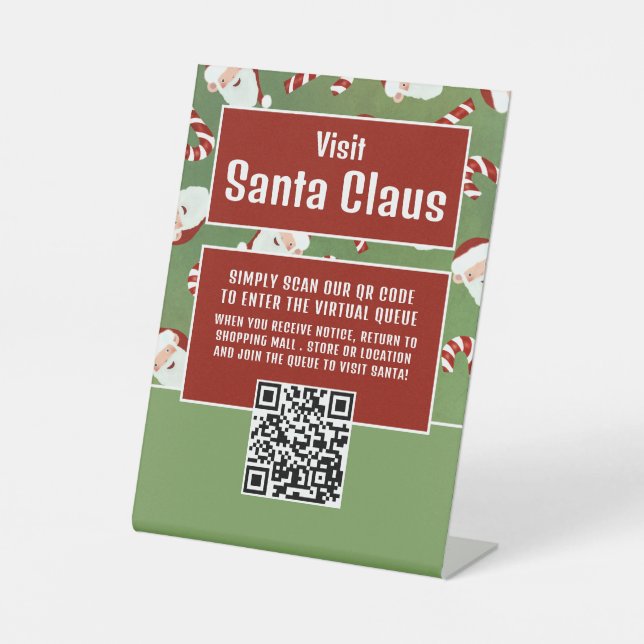 Santa Candy, Besuch Santa, QR Code Queue Sockelschild (Vorderseite)