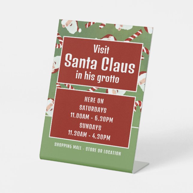 Santa Candy, Santa Claus Besuchszeiten Sockelschild (Vorderseite)