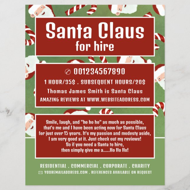 Santa Candy, Santa Claus Entertainer Werbung Flyer (Vorne)