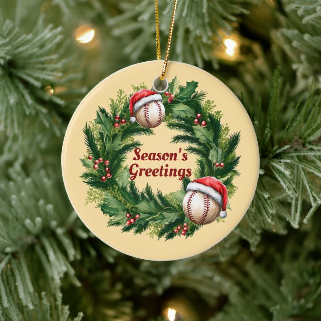 Santa Cap Baseball, benutzerdefinierbarer Keepssak Keramik Ornament (Baum)