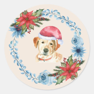 Santa Cap Gelbe Labrador Holiday Runder Aufkleber