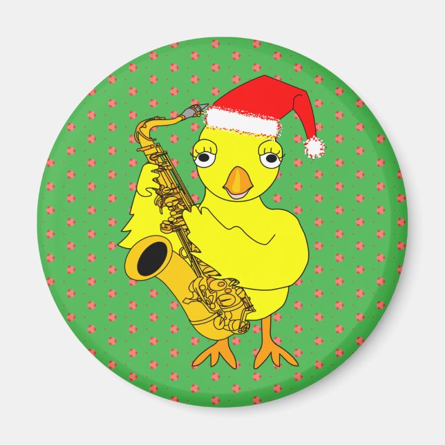 Santa Cap Saxophone Chick Magnet (Vorne)