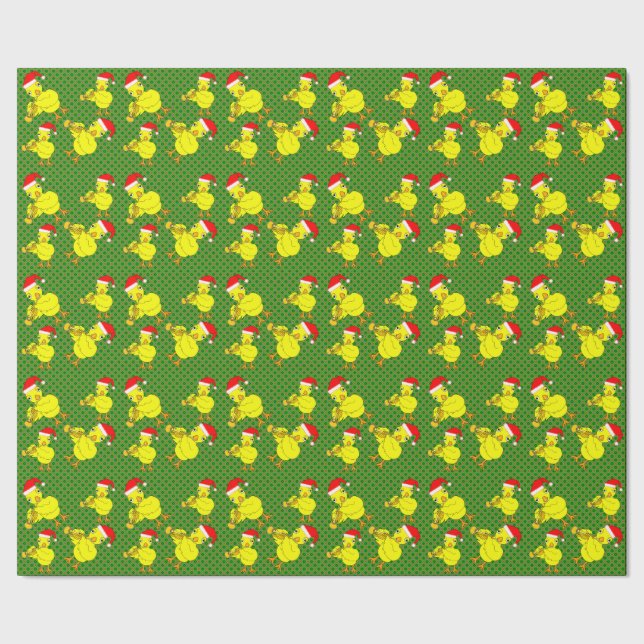 Santa Cap Trumpet Chick Geschenkpapier (Saum)