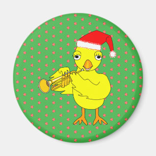 Santa Cap Trumpet Chick Magnet