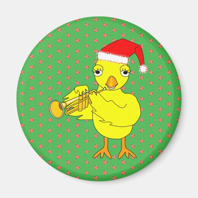 Santa Cap Trumpet Chick Magnet (Vorne)