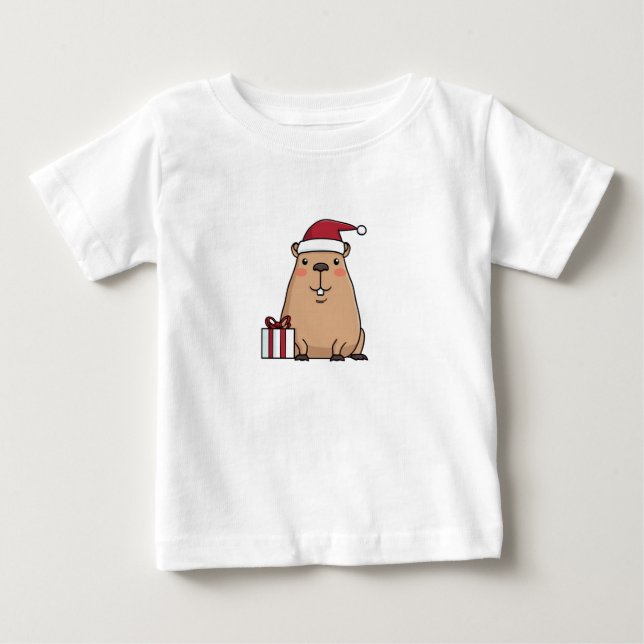 Santa Capybara Baby T-shirt (Vorderseite)