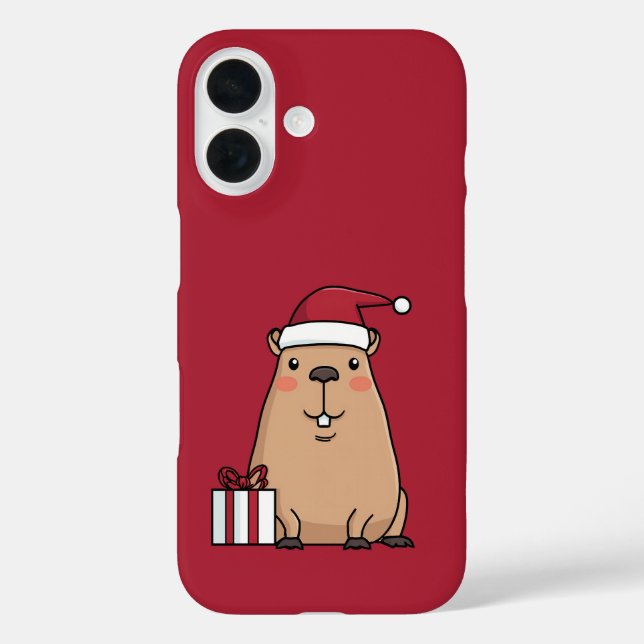 Santa Capybara iPhone 16 Hülle (Rückseite)