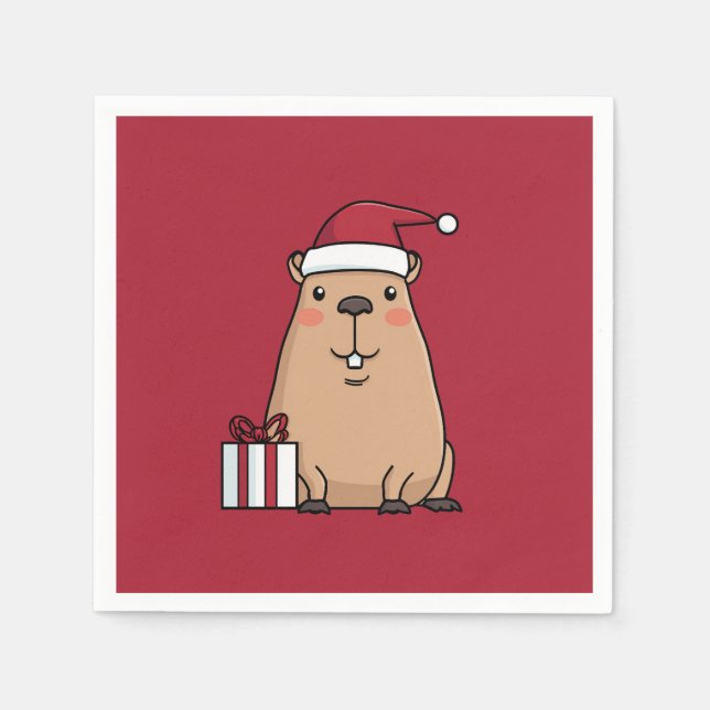 Santa Capybara Serviette (Vorderseite)