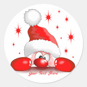 Santa Cartoon Niedlich Peeking Character © Blueda Runder Aufkleber