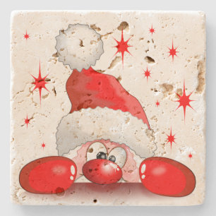 Santa Cartoon Niedlich Peeking Character © Blueda Steinuntersetzer