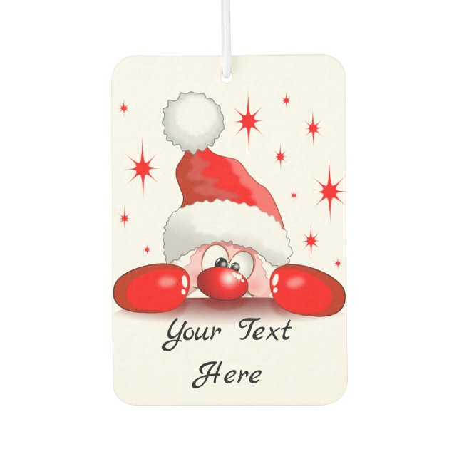 Santa Cartoon Niedlich Peeking Character © Bluedar Autolufterfrischer (Vorderseite)