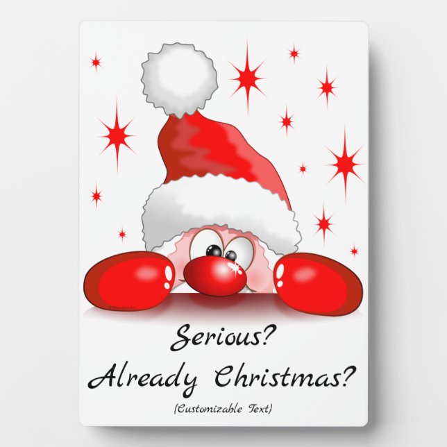Santa Cartoon Niedlich Peeking Character © Bluedar Fotoplatte (Vorderseite)