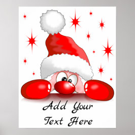 Santa Cartoon Niedlich Peeking Character © Bluedar Poster