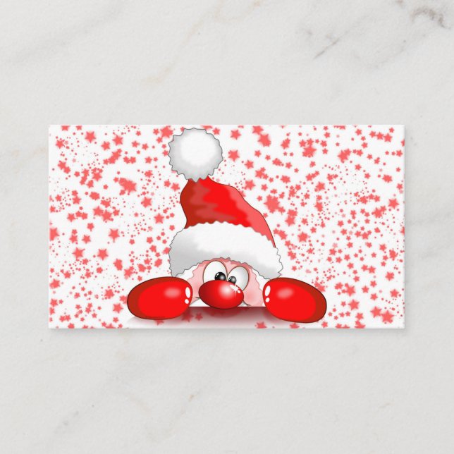 Santa Cartoon Niedlich Peeking Character © Bluedar Visitenkarte (Vorderseite)