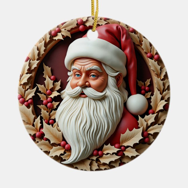 Santa Carved Look  Keramik Ornament (Vorne)