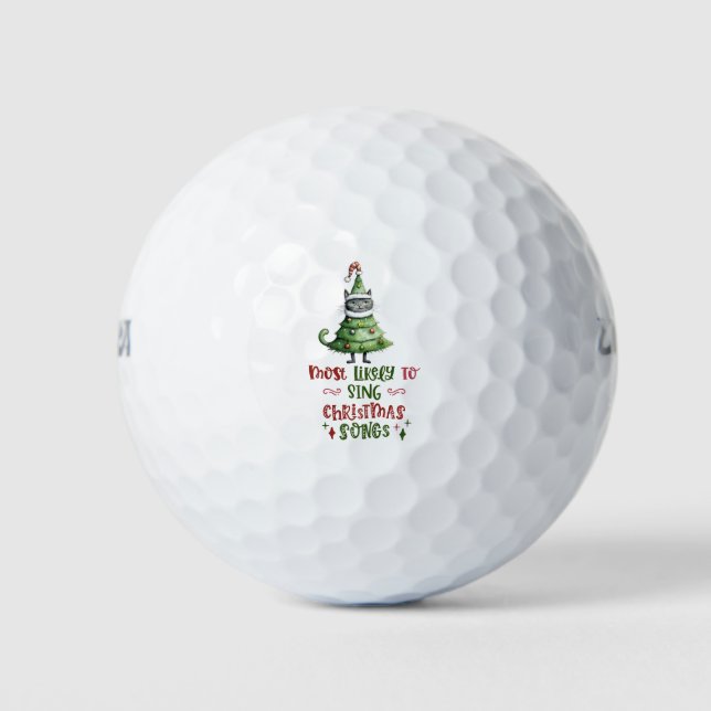 Santa Cat am ehesten Weihnachtslied singen Golfball (Vorderseite)