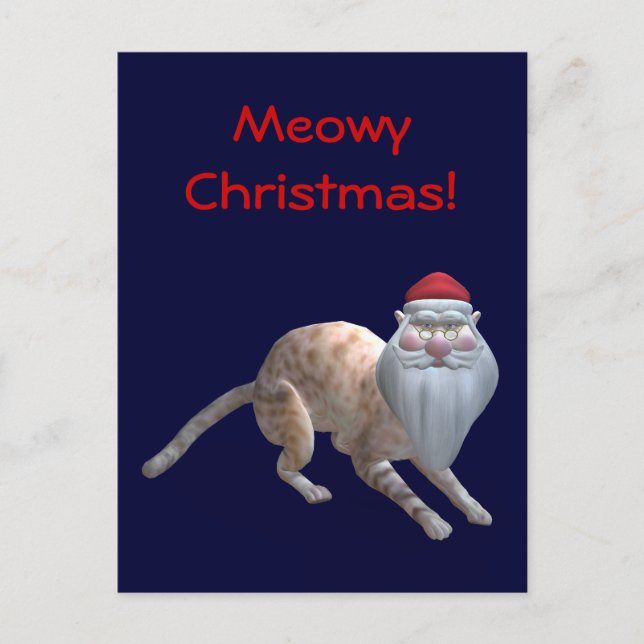 Santa Cat Feiertagspostkarte (Vorderseite)
