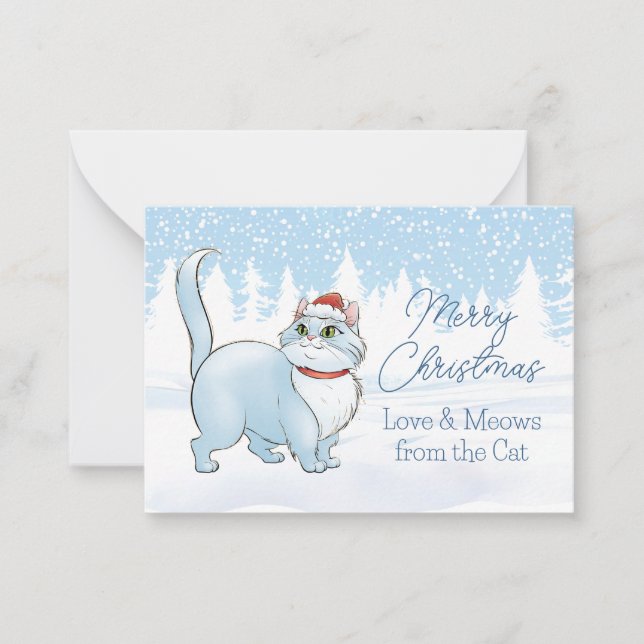 Santa Cat im Winter Wunderland Weihnachten Mitteilungskarte (Vorderseite)