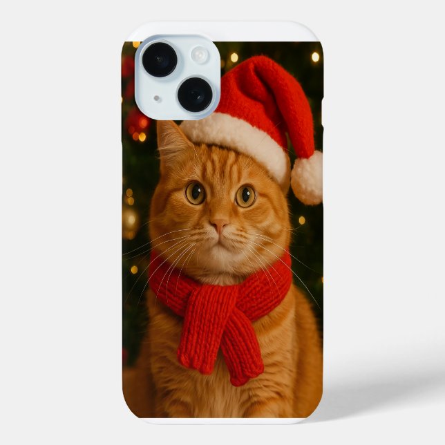 Santa Cat iPhone 15 Case (Rückseite)