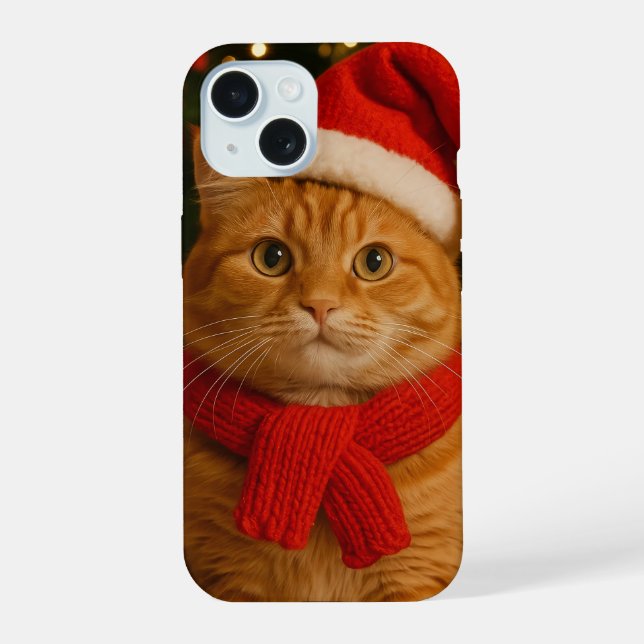 Santa Cat iPhone 15 Case Hülle (Rückseite)