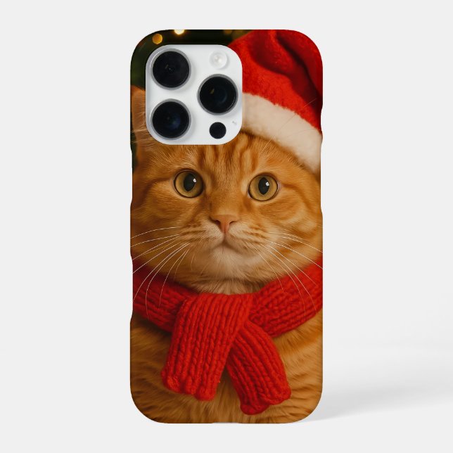 Santa Cat iPhone 16 Pro Hülle (Rückseite)