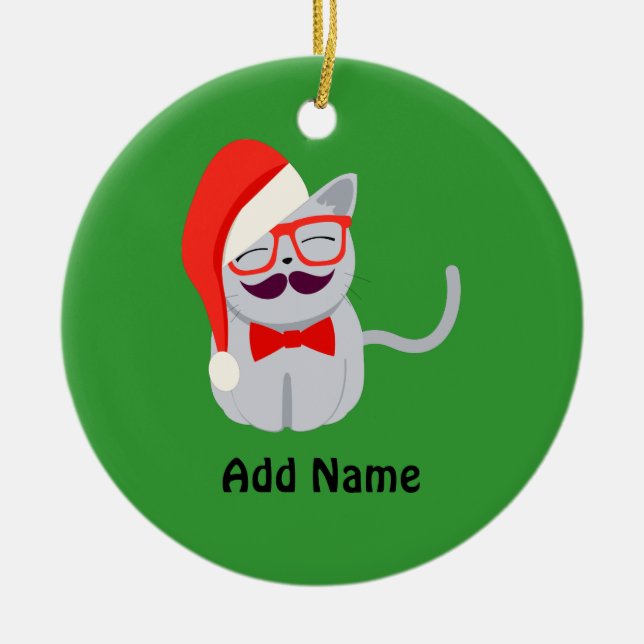 Santa Cat Keramikornament (Vorne)