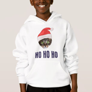 Santa Cat mit Weihnachtsmannmütze, Ho Ho ho Einlad Hoodie