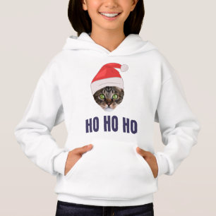 Santa Cat mit Weihnachtsmannmütze, Ho Ho ho Einlad Hoodie
