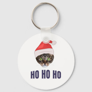 Santa Cat mit Weihnachtsmannmütze, Ho Ho ho Einlad Schlüsselanhänger