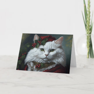 Santa Cat Portrait Dankeskarte