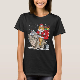 Santa Cat Riding Caticorn Weihnachten Meowy Catmas T-Shirt