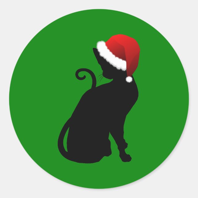 Santa Cat Runder Aufkleber (Vorderseite)
