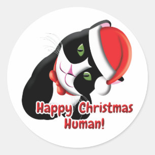 Santa Cat Runder Aufkleber