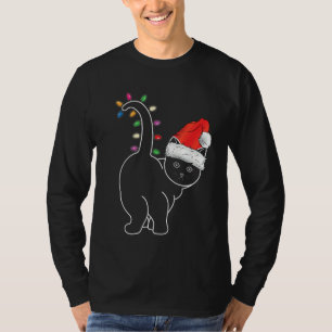 Santa Cat Weihnachtsfarbe Licht Sonnige Weihnachts T-Shirt