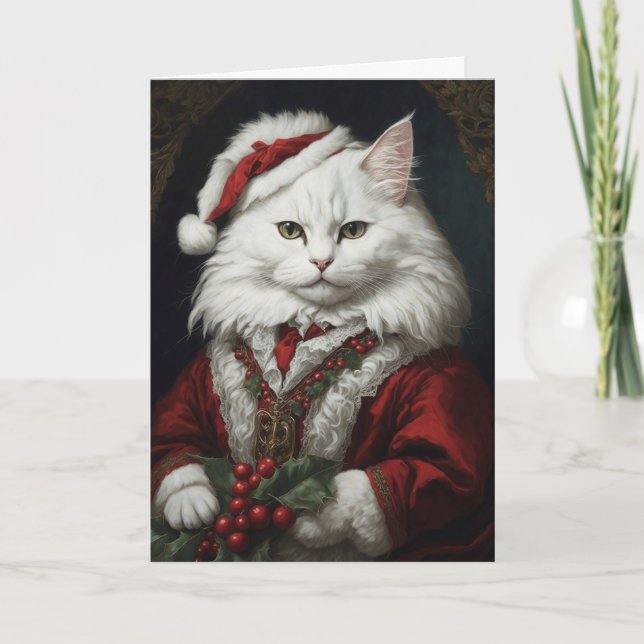 Santa Cat Weihnachtskarte Dankeskarte (Vorderseite)