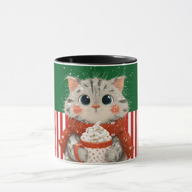 Santa Cat with Cocoa Mug Tasse (Zentrum)