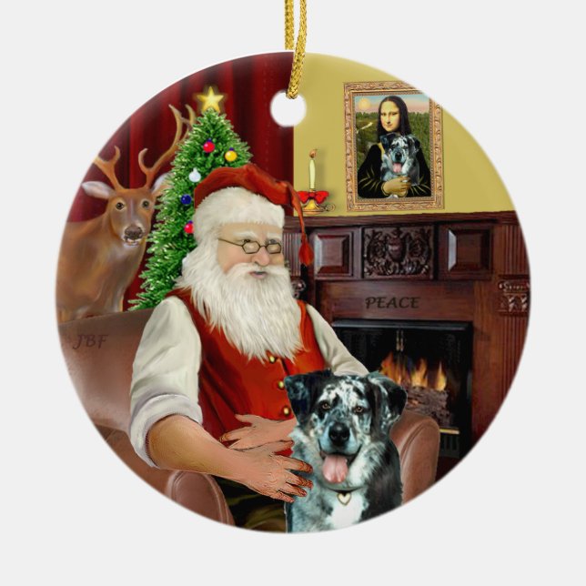 Santa - Catahoula Leopard Dog Keramikornament (Vorne)